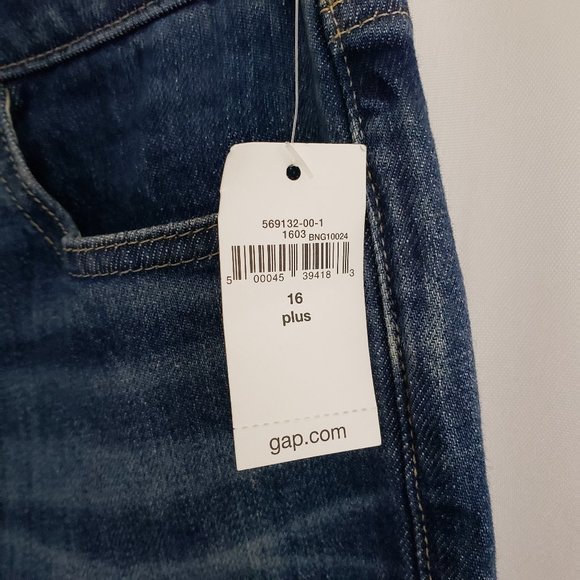 GAP Sky High Rise Skinny Ankle Jean Sz 16 Plus Blue Adjustable Waist 26" Inseam - Picture 3 of 9